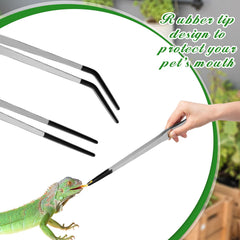Lasnten rubber-tip tongs protect reptile mouths during feeding.