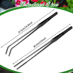 Lasnten curved 15in tongs for careful reptile feeding operations.