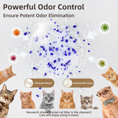 LaSyL Crystal Cat Litter in a box demonstrates clean, low-dust usage