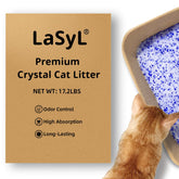 LaSyL Premium Crystal Cat Litter four-bag packaging shows long-lasting supply