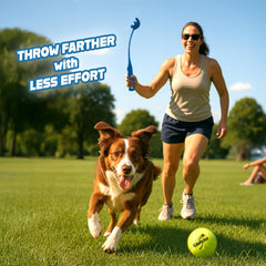 Launchit ball launcher includes 2.5-inch ball for quick-start fetch.