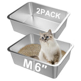 Lawei 2PCS stainless steel cat litter box—open view for easy access and quick cleaning.