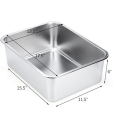Lawei metal litter box with raised sides preventing spills during jumps and kicks.