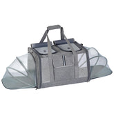 Lawfery cat carrier dual compartments keep two pets safely separated during travel.