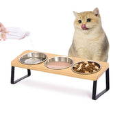 Lawfery elevated cat bowls with whisker-friendly 15-degree tilt for comfortable meals.