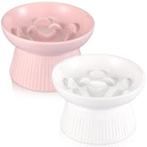 Layhit two-pack raised cat bowls—ceramic set for easy mealtime upgrades.