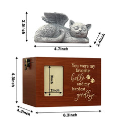 LAZYESTHER cat-urn photo-display shows a cherished portrait for remembrance.