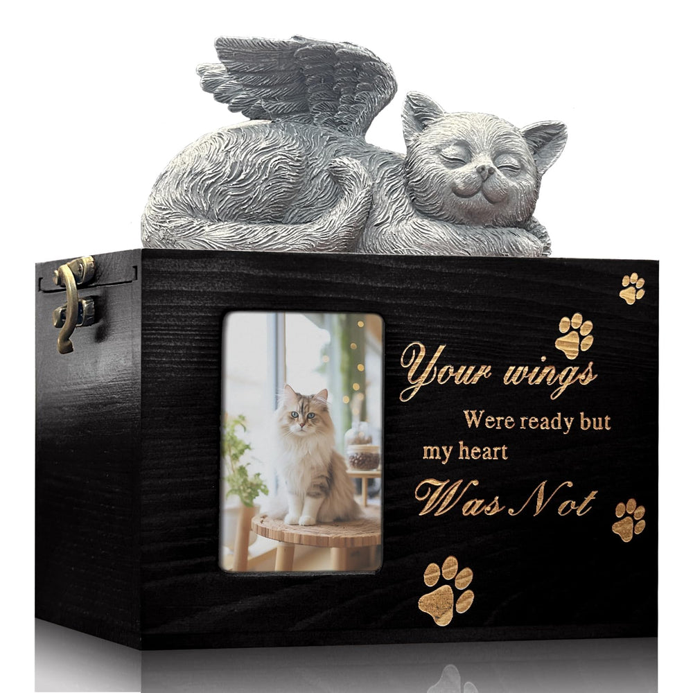 LAZYESTHER cat urn photo frame displays cherished memories in a dignified display