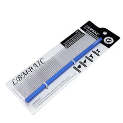 LBMBAIC metal grooming comb flat royal blue handle enhances grip during brushing