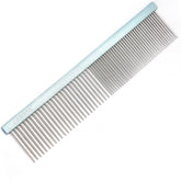 LBMBAIC metal dog grooming comb full view blue, 7.5-inch design for shedding and detangling