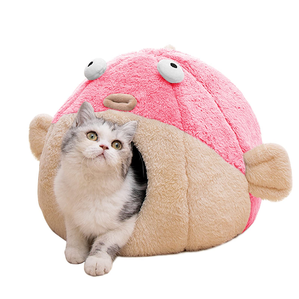 Lcybem cat bed cave pink exterior offers cozy privacy and comfort.