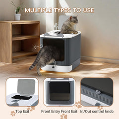 LCZLBRRD dual-door litter box enables flexible entry and exit