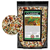 LEACH GRAIN & MILLING CO. Small Hookbill Cuisine bag front shows premium parrot seed blend for daily energy