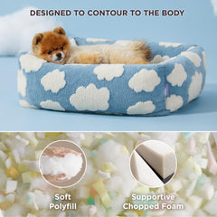 LE SURE cute dog bed rectangle top pattern highlights chic jacquard plush for stylish lounging.