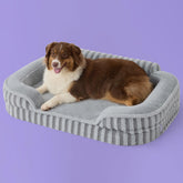 LE SURE dog bed grey cover close-up shows plush faux fur for cozy lounging