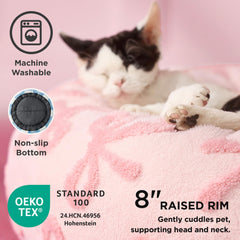 LE SURE Donut Small Dog Bed pattern bow highlights stylish, calming space for pets.