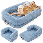 LE SURE foldable 3-in-1 bed lifestyle image showing versatile lounging in a living room