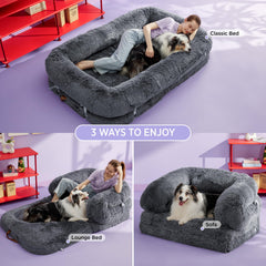LE SURE foldable human dog bed lounge bed shows relaxed posture and flexible living-space