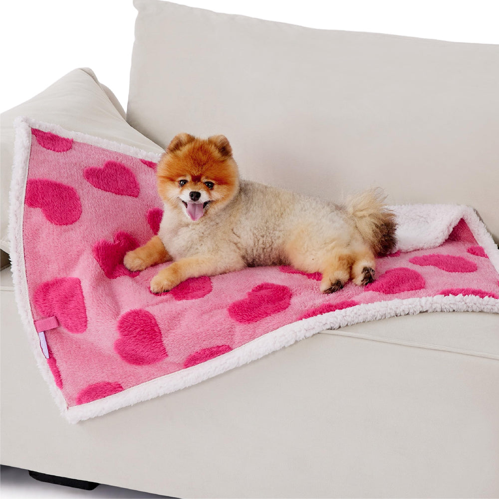 LE SURE waterproof puppy blanket shows side sherpa pink for warm snuggles