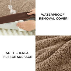 LE SURE XL brown cover demonstrates stretch-fit on a 44x32x3 mat.