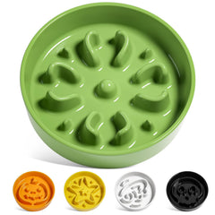 LE TAUCI ceramic slow feeder bowl hero highlights Clover Green design and sturdy base.