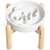LE TAUCI ceramic slow feeder bowl Angle White promotes calmer meals for small dogs