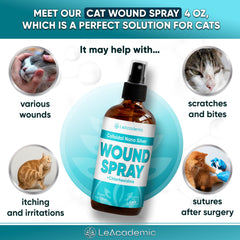 LeAcademic cat wound spray ingredients closeup highlighting nano silver and chlorhexidine.