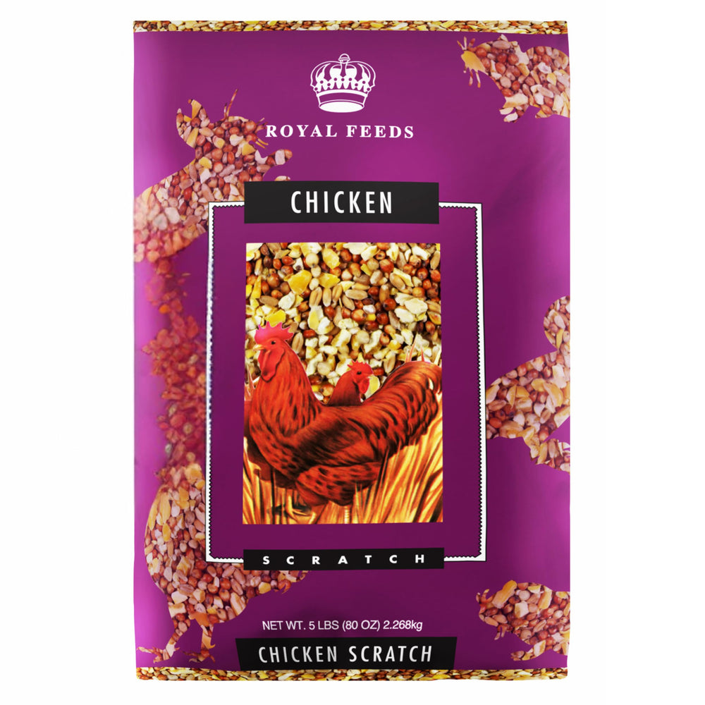 LEACH GRAIN & MILLING CO. chicken scratch 5-lbs bag—high-protein, fiber-rich feed for healthy hens.