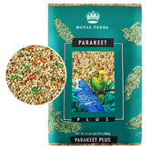 LEACH Parakeet Food Plus bag front view highlighting premium nutrients for energy and growth.