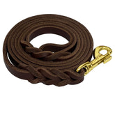 Leadfar leather dog leash 6ft laid flat showing durable, comfortable grip