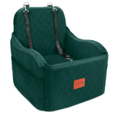 Lealchum dog booster car seat green front view showing secure fit for small dogs