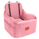 Lealchum dog booster car seat pink front view for secure travel with small dogs.