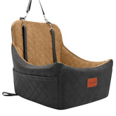 Lealchum Dog Booster Seat side view in black offers secure support during car rides.