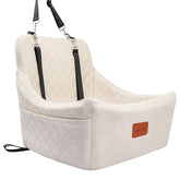 Lealchum dog car seat with soft fabric padding for cozy car trips.