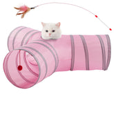 LeamStyle Home cat tunnel 3-way assembly shows versatile play paths.