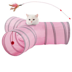 LeamStyle Home cat tunnel 3-way assembly shows versatile play paths.