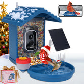 Leapbird bird feeder camera front view with solar power for continuous outdoor bird watching.