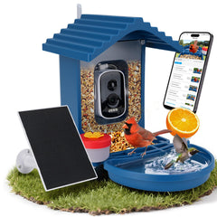 Leapbird bird feeder solar panel close-up highlights reliable power for day and night viewing.