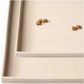 Leash Boss dog food mat small beige protects floors during meals by catching spills