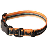 Leash Boss patterned reflective collar closeup highlights the comfortable padded interior.
