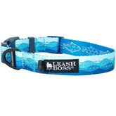 Leash Boss wave pattern collar glows at night for safer walks