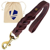 Leatherow leash 15-inch traffic lead enhances control for large dogs on crowded sidewalks.