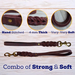 Leatherow leash full-grain leather finish demonstrates luxury feel and lasting strength.