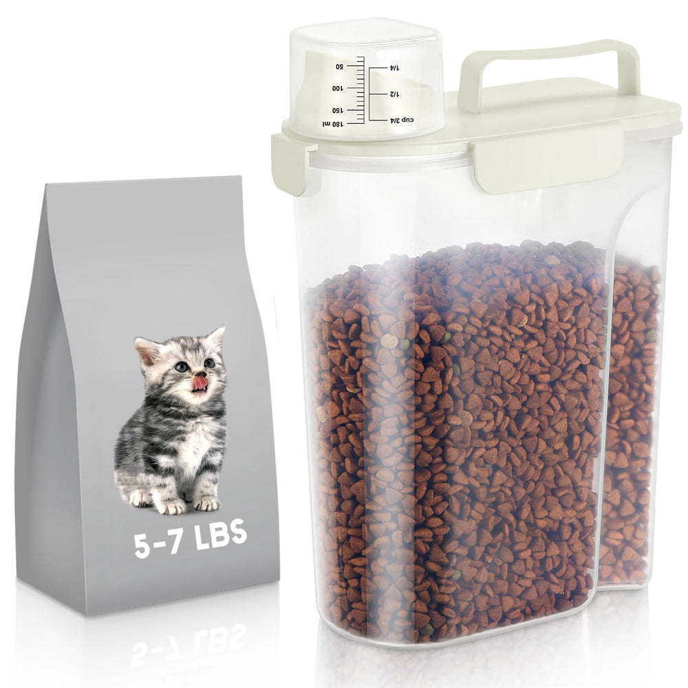 LEAWALK 5L pet food storage with large spout for quick kibble dispensing.