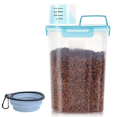 LEAWALK pet food storage container with closed lid keeps kibble fresh and dust-free