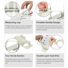 LEAWALK upgraded measuring cup screws onto the spout for quick portions