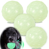 LECHONG 4-pack glow dog balls 2.5 inch for nighttime fetch and visibility.
