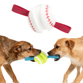 LECHONG dog balls with straps for tugging—interactive play and bonding.