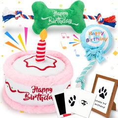 LECHONG dog birthday kit squeaky cake toy for interactive celebration and pet entertainment