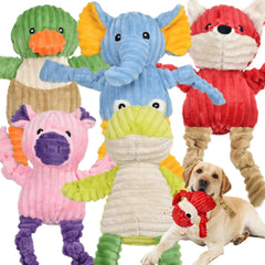 LECHONG five-pack tough dog toys fox with squeaker for interactive play and squeaky rewards.